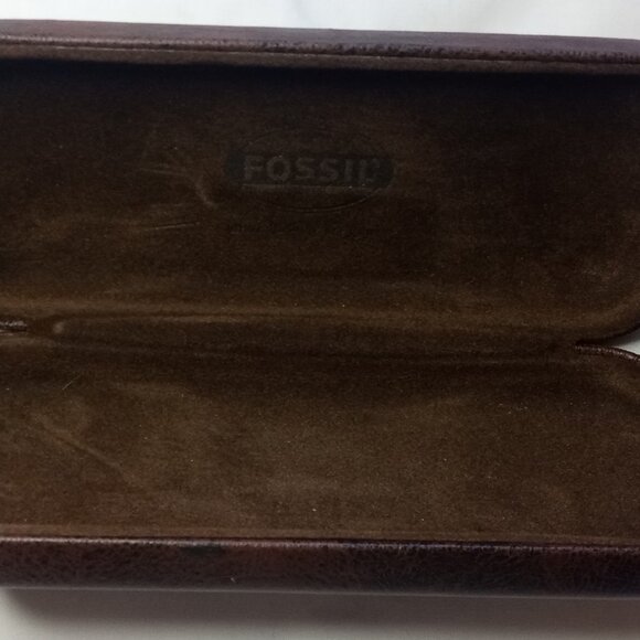 Authentic Fossil Eyeglasses Glasses Clamshell Hard Case Brown 800034, 6"x2.5"x1" - Picture 2 of 4